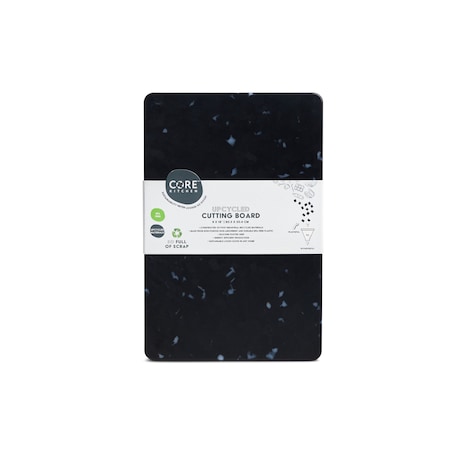 Core Kitchen Recycled Plastic Cutting Board Sm with Non-Slip Footing - White Confetti on Black 46364